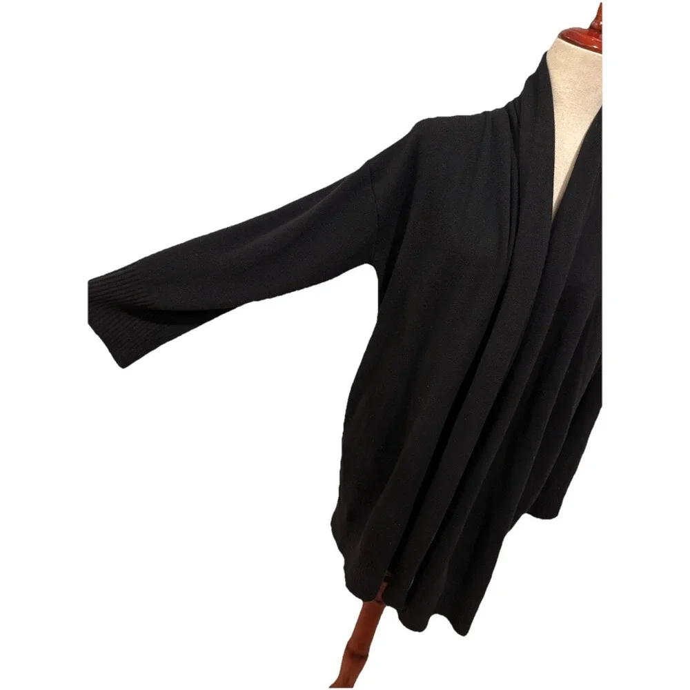 Eileen Fisher Wool/Wool Blend Cardigan Open Front Sweater Drop Sleeve Black Sz S
